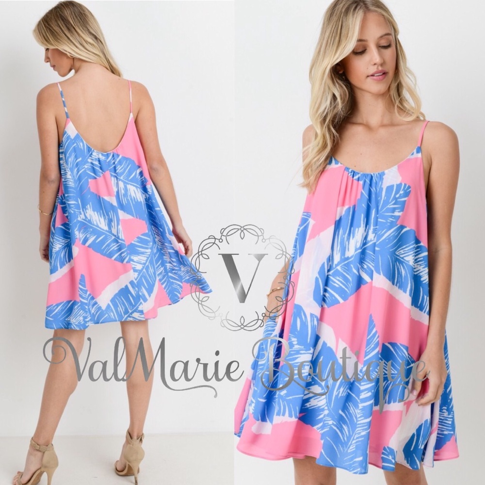 Tropical palm leaf swing dress - Picture 3 of 3